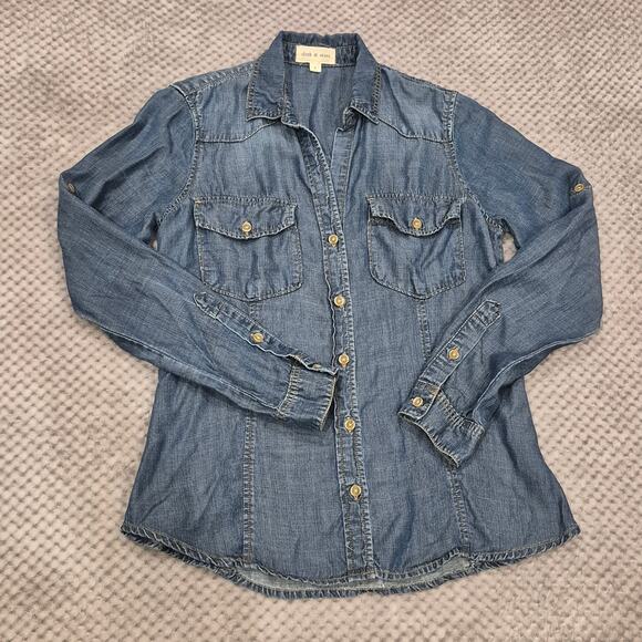 Cloth & Stone Tops - Anthropologie Cloth & Stone Tencel Denim Button Down Shirt Small V-Neck Western